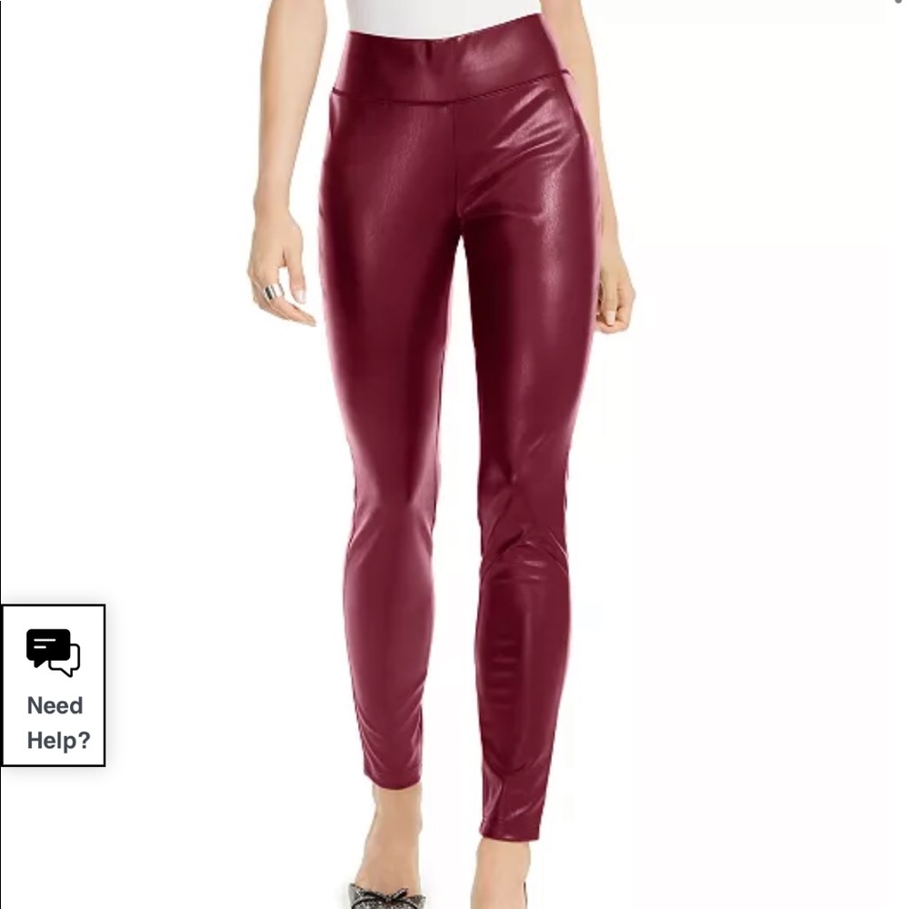 OVS Italian faux leather pants leggings size M (4-6) burgundy/ red color fleece